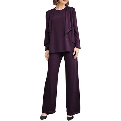 3 Piece Mother of The Bride Pantsuits with Jackets Long Sleeve Formal Pant Suits
