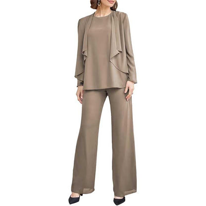 3 Piece Mother of The Bride Pantsuits with Jackets Long Sleeve Formal Pant Suits