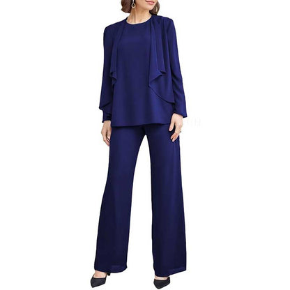 3 Piece Mother of The Bride Pantsuits with Jackets Long Sleeve Formal Pant Suits