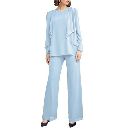 3 Piece Mother of The Bride Pantsuits with Jackets Long Sleeve Formal Pant Suits