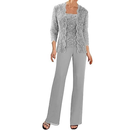 3 Pieces Mother of The Bride Pant Suits with Jackets