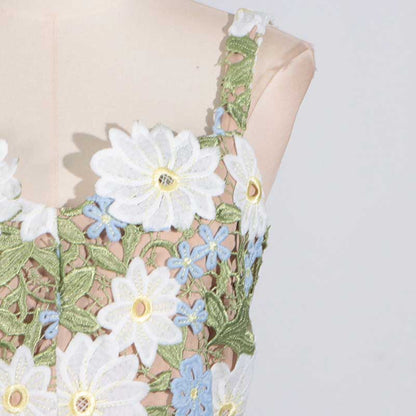 Women's 3D Flower Hollowed Midi Dress