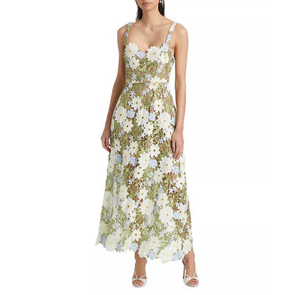 Women's 3D Flower Hollowed Midi Dress