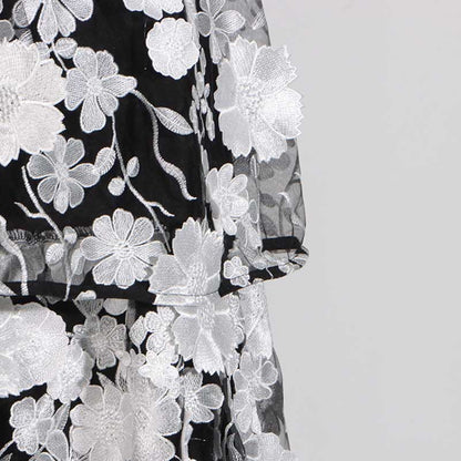 3D Floral Flower Strapless Midi Dress