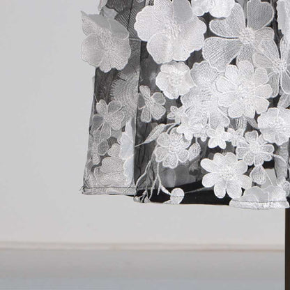 3D Floral Flower Strapless Midi Dress