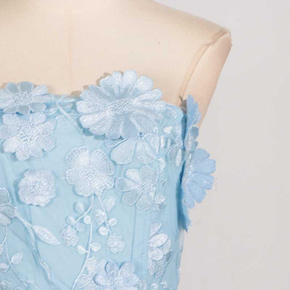 3D Floral Flower Strapless Midi Dress