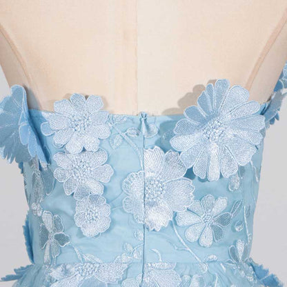 3D Floral Flower Strapless Midi Dress