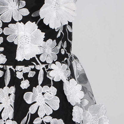 3D Floral Flower Strapless Midi Dress