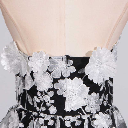 3D Floral Flower Strapless Midi Dress