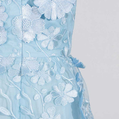 3D Floral Flower Strapless Midi Dress