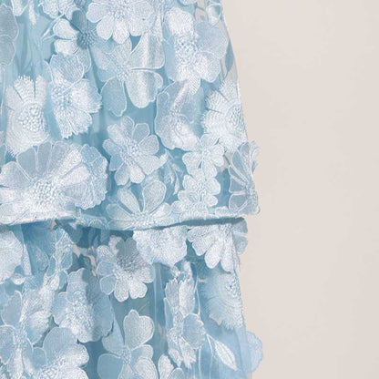 3D Floral Flower Strapless Midi Dress