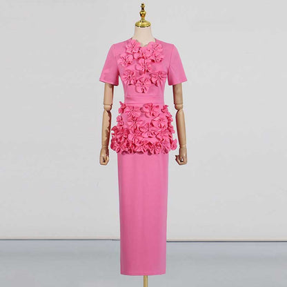 Women's 3D Flower Long Skirt Suit