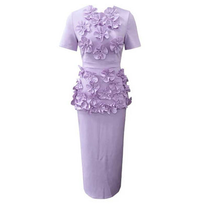 Women's 3D Flower Long Skirt Suit