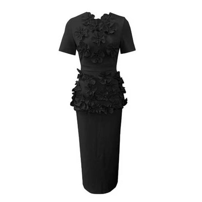 Women's 3D Flower Long Skirt Suit