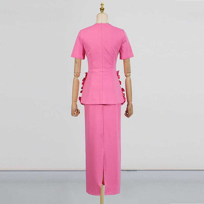 Women's 3D Flower Long Skirt Suit