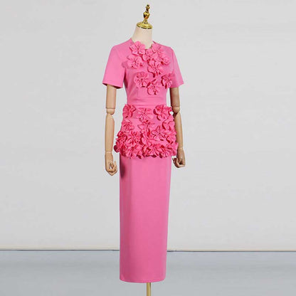 Women's 3D Flower Long Skirt Suit