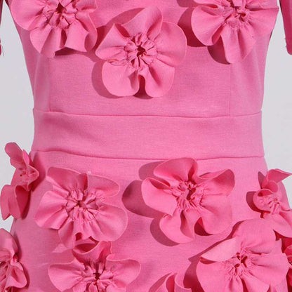 Women's 3D Flower Long Skirt Suit