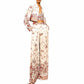 Wide-Leg 3-Piece Suit Womens Floral suit, Pantsuit Crop Bra Top Blazer Pant Suit