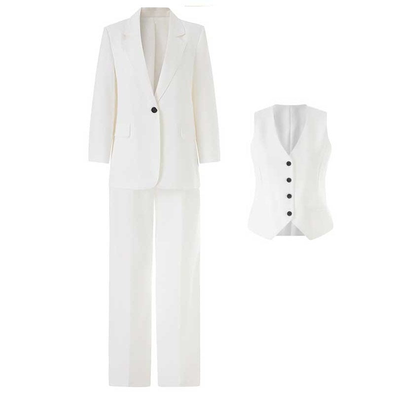 Women's Wide-Leg Pants suit 3 Pieces White Pantsuit For Wedding