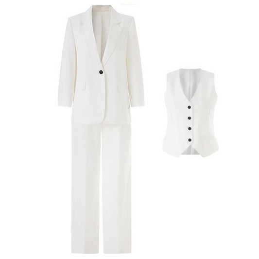 Women's Wide-Leg Pants suit 3 Pieces White Pantsuit For Wedding
