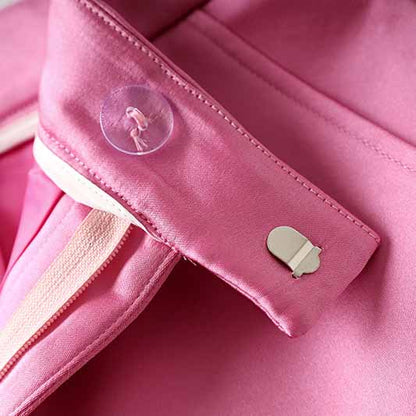 Women Loose Pink Set fit Blazer + Bra + Mini Skirt 3 Pieces Suit