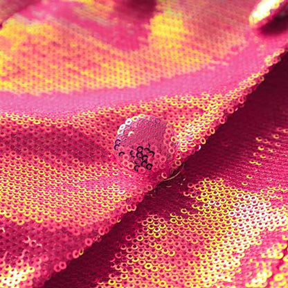 Women's Sexy V Neck Fully Sequinned Mini Dress Hot Pink Blazer Dress