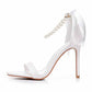 4.13" Pearls Bride Sandals Lace-Up Ankle Strap Heels Bridal Wedding Shoes