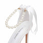 4.13" Pearls Bride Sandals Lace-Up Ankle Strap Heels Bridal Wedding Shoes