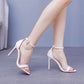 4.13" White Ankle Strap Heels Summer Wedding Dress Heels Prom Shoes