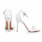 4.13" White Ankle Strap Heels Summer Wedding Dress Heels Prom Shoes