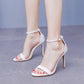 4.13" White Ankle Strap Heels Summer Wedding Dress Heels Prom Shoes