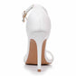 4.13" White Ankle Strap Heels Summer Wedding Dress Heels Prom Shoes