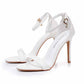 4.13" White Ankle Strap Heels Summer Wedding Dress Heels Prom Shoes