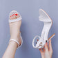 4.13" White Ankle Strap Heels Summer Wedding Dress Heels Prom Shoes