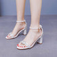 2.95" 3.74" White Crystal Ankle Strap Chunky Heels Summer Wedding Dress Shoes