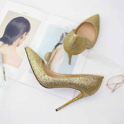 4.72 Inch Point Toe Shiny Glitter Prom Pumps | Women’s High Heel Party Shoes