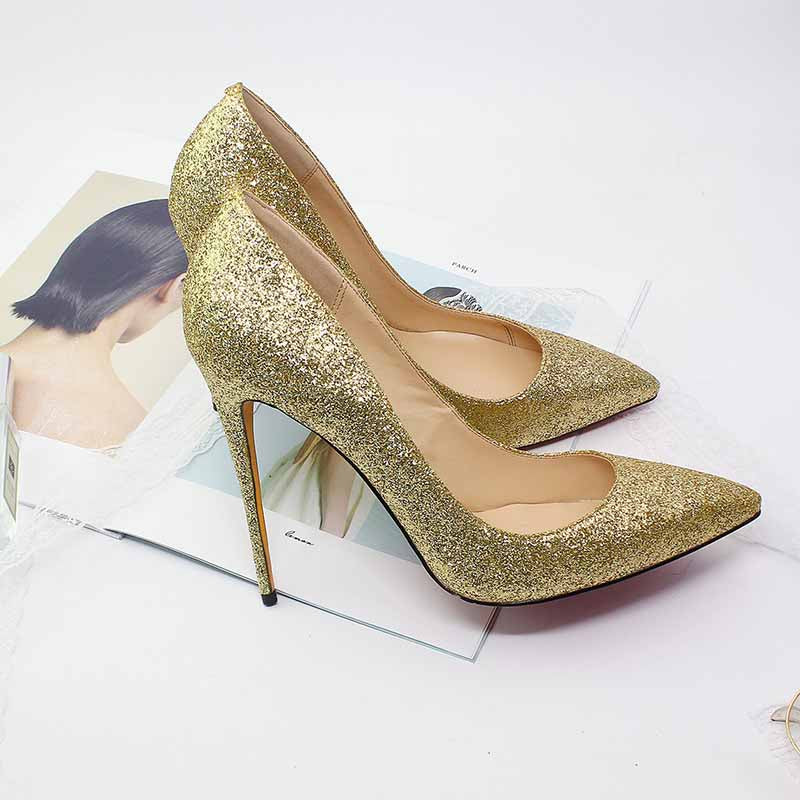 4.72 Inch Point Toe Shiny Glitter Prom Pumps | Women’s High Heel Party Shoes