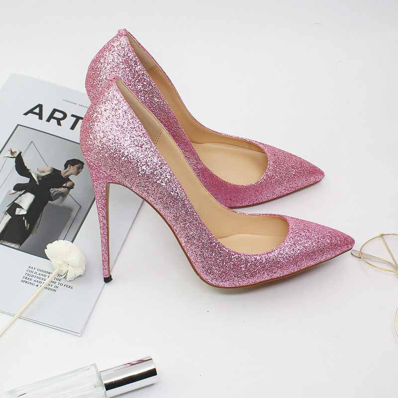 4.72 Inch Point Toe Shiny Glitter Prom Pumps | Women’s High Heel Party Shoes