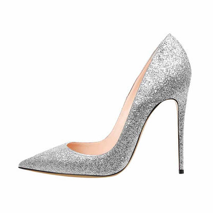 4.72 Inch Point Toe Shiny Glitter Prom Pumps | Women’s High Heel Party Shoes