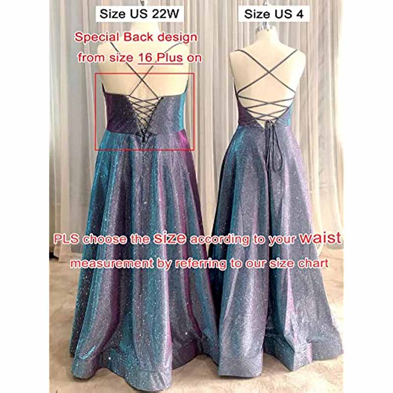 Glitter Prom Dress Long A Line Formal Evening Ball Gowns