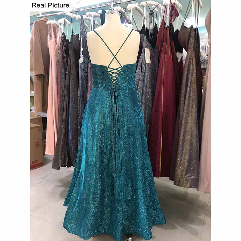 Glitter Prom Dress Long A Line Formal Evening Ball Gowns