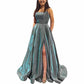 Glitter Prom Dress Long A Line Formal Evening Ball Gowns