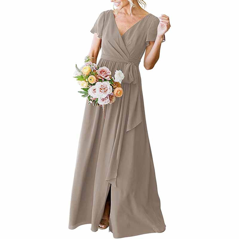 Lace Up  Country Bridesmaid Dresses Lace Chiffon Formal Dresses