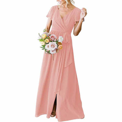 Lace Up  Country Bridesmaid Dresses Lace Chiffon Formal Dresses