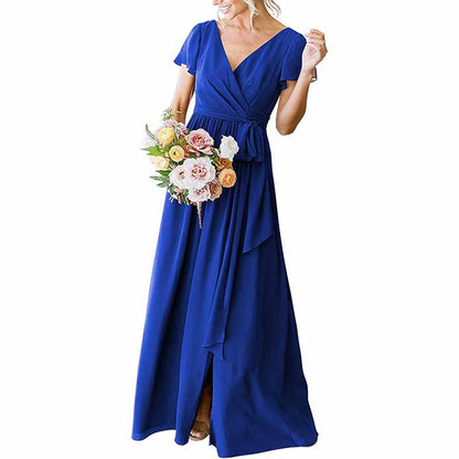 Lace Up  Country Bridesmaid Dresses Lace Chiffon Formal Dresses