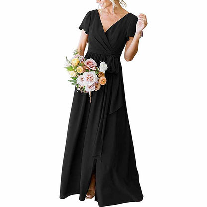 Lace Up  Country Bridesmaid Dresses Lace Chiffon Formal Dresses