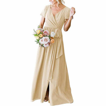 Lace Up  Country Bridesmaid Dresses Lace Chiffon Formal Dresses