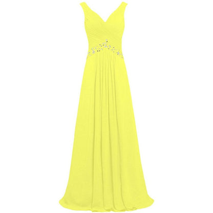 Chiffon Bridesmaid Dresses Long Formal Prom Dress Beaded Wedding Gowns