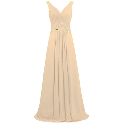 Chiffon Bridesmaid Dresses Long Formal Prom Dress Beaded Wedding Gowns