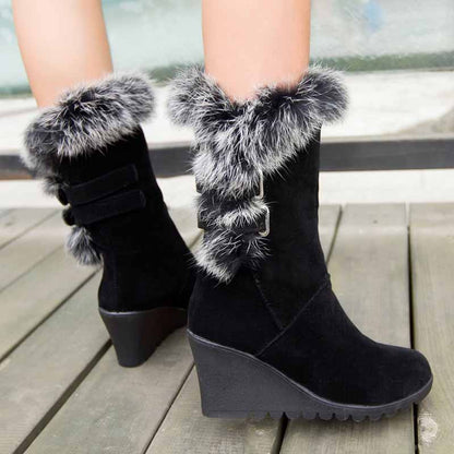 Women's suede wedge boots ankle bootie